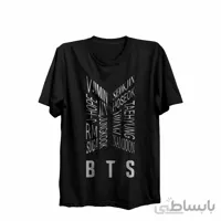 تیشرت یقه گرد مشکی طرح گروه موسیقی بی تی اس BTS کد KCT10365