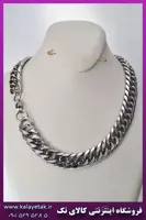 زنجیر کارتیه مکعبی ضخیم نقره ای استیل