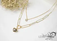 گردنبند زنانه دو زنجیره قلبی