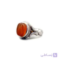 انگشتر صفوی شاخ گاوی نگین عقیق سرخ یمنی