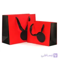 ساک دستی مقوایی قرمز مشکی ساده