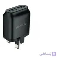 فست شارژر دیواری Micro USB پرودو با کابل 1.2 متر -Porodo Dual USB Wall Charger 2.4A with Improved Version PVC Micro USB Cable 1.2m - Black