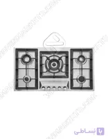 اجاق گاز صفحه ای پنج شعله استیل البرز مدل s5910 ا ابعاد خارجی اجاق : 91X51 سانتی متر