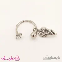 پیرسینگ استیل اسمایل با آویز برگ نقره ای