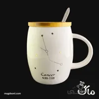 ماگ سرامیکی درب دار ماه تولد طرح برج فلکی درجه یک و اورجینال