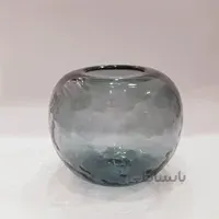 گلدان شیشه ای دستساز کُروی دودی بزرگ