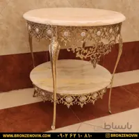 میز تلفن برنزی دو طبقه قطر ۶۰ گل آفتابگردان
