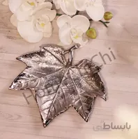 پیش دستی خرما و شیرینی طرح برگ مو آلومینیومی نقره ای