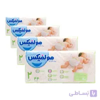 پوشک بچه سایز ۲ مولفیکس ۴ بسته ۴۴ عددی