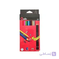 مداد رنگی 12تایی مقوایی + 2مداد + پاکن + تراش کوییلو