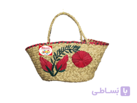 ساک حصیری بزرگ گلدار (ساک خرید)