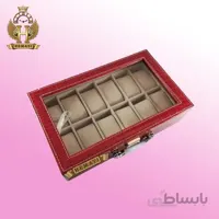 جعبه ساعت چوبی روکش چرم قرمز ۱۲ تایی کلکسیونی BOX1200