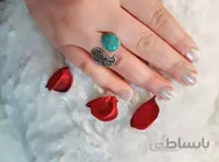 انگشتر نقره با سنگ فیروزه نیشابور اصل کد ۱۰۱۱۳۵