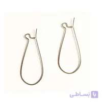 پایه گوشواره استیل نقره ای 40mm بسته دو عددی