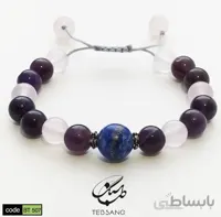 دستبند سنگ لاجورد آمیتیست رزکوارتز کد BT-507
