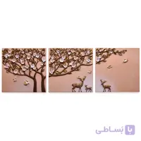 تابلو دکوراتیو برجسته مدل گوزن سایز 70 در 70 سه تکه