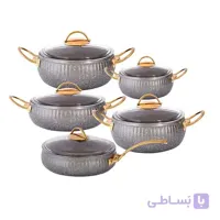 سرویس قابلمه 10 پارچه خمره ای اویز مدل سلین رنگ خاکستری