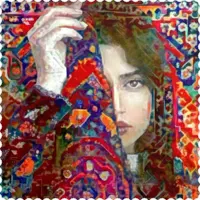 رومیزی مخمل مربع دکوپاژ زن