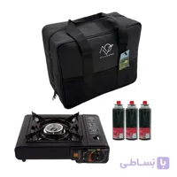 اجاق گاز سفری مدل Vilocamp به همراه کیف و کپسول مجموعه 5 عددی