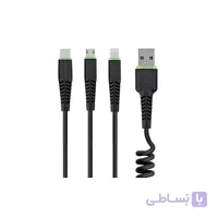کابل پرودو USB- 3 in 1 ( مایکرو-لایتنینگ- Type C ) ا Porodo 3 in 1 Cable (Micro USB+Lightning+Type-C) - Black