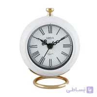 ساعت رومیزی فلزی لوتوس مدل BS-600 سفید طلایی