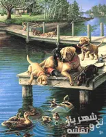 خرید اینترنتی نخ و نقشه تابلوفرش سگ و اردک کد h-6413