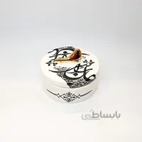 شکلات خوری گرد کوچک با نوشته مشکی و پرنده طلا شعر جان را چه بود خوشتر