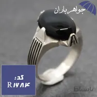 انگشتر عقیق سیاه مردانه چهارچنگ خطی کد R_1684
