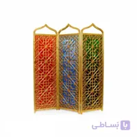 پارتیشن پاراوان شیشه رنگی چوبی سنتی متحرک صنایع چوب ساج مدل ۵۰۷