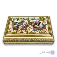 جعبه جواهرات خاتم کاری طرح شکار کد LN-123