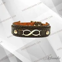 دستبند چرم طرح پلاک بینهایت