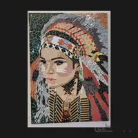 تابلو کاشی شکسته طرح دختر سرخپوست