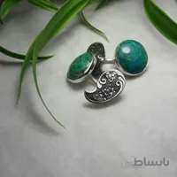 دکمه سرآستین نقره بته جقه ریزقلم و فیروزه اصل کد ۱۰۱۱۳۸