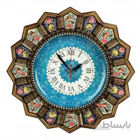 ساعت بزرگ خاتم کاری 42 سانتیمتری با نقاشی گل و مرغ