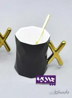 ماگ مشکی طلایی درب دار