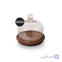 B3324 کیک خوری چوبی لبه باریک پایه دار کوچک با در شیشه ای