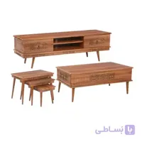 میز پذیرایی کد ۵۹۳ مجموعه ۴ عددی به همراه میز تلویزیون
