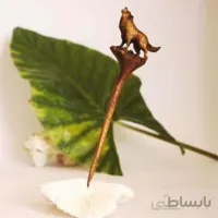 گیره مو دستساز چوبی طرح زوزه گرگ
