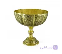 میوه خوری برنجی با نقش قلمزنی گل و مرغ