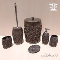 ست ۶ پارچه دستشویی مدل شکوفه خاکستر | جنس رزین پلی استر