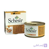 کنسرو گربه با طعم ماهی تن و نخود فرنگی با پاپایا شسیر (Schesir Tuna with Surimi, Papaya and Peas) وزن 85 گرم