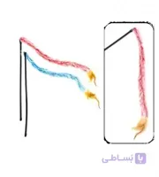 چوب بازی گربه با آویز خز و پر رنگی