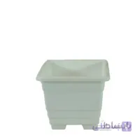 گلدان پلاستیکی ساده چهارگوش سفید گل پونه سایز کوچک