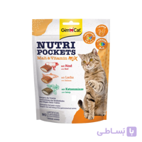اسنک تشویقی نوتری ویتامین و مالت گربه جیم کت GimCat Nutri Pockets Multi Vitamin & Malt وزن 150 گرم