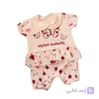 رامپر نوزادی چین دار گلبهی طرح پروانه ا Baby Cloth 1639