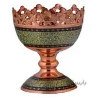 آجیل خوری مسی خاتم کاری اثر آقاجانی ارتفاع 14سانتی متر کد C-484