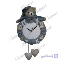 ساعت نمدی خرس تدی رنگ طوسی