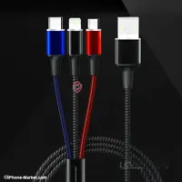 کابل شارژ 3 کاره میکرو ، لایتنینگ و تایپ سی WUW X101