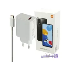 شارژر دیواری فست شارژ Xiaomi NOTE 11 3A PD 33W Type-C + کابل تایپ سی و جعبه گوشی