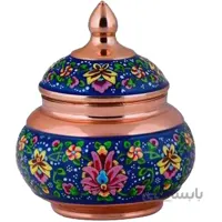 قندان مسی طرح پرداز اثر آقاجانی ارتفاع 10 سانتی متر کد C-514